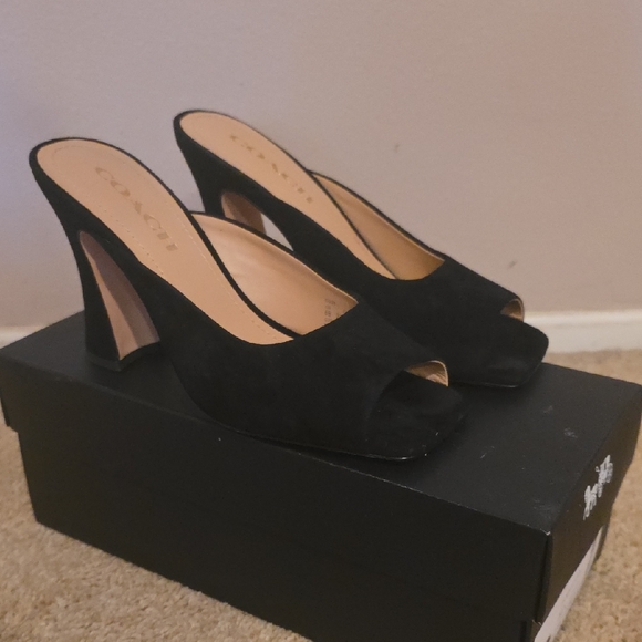Coach Black Open-Toe Heels
